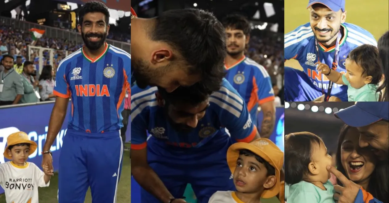 WATCH: Jasprit Bumrah and Axar Patel’s fatherly love is making headlines amid India’s T20 World Cup 2026 celebrations.