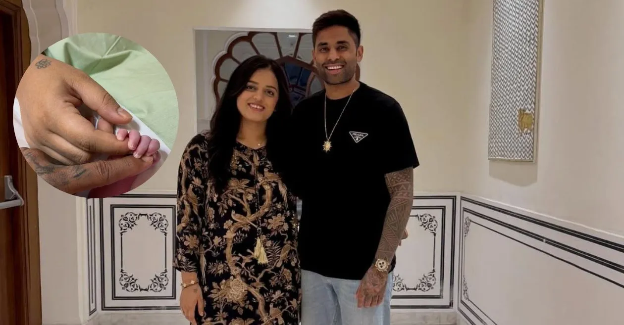 India T20I captain Suryakumar Yadav and wife Devisha Shetty celebrate the arrival of their baby girl