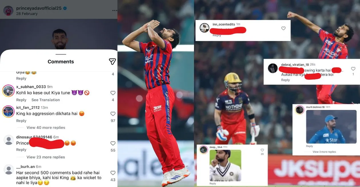Prince Yadav faces online criticism from Virat Kohli fans after dismissing the RCB star in IPL 2026 clash