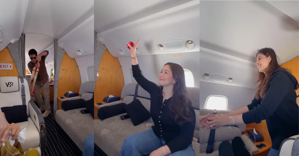 Watch: Sachin Tendulkar plays cricket in flight with daughter Sara and daughter-in-law Sania