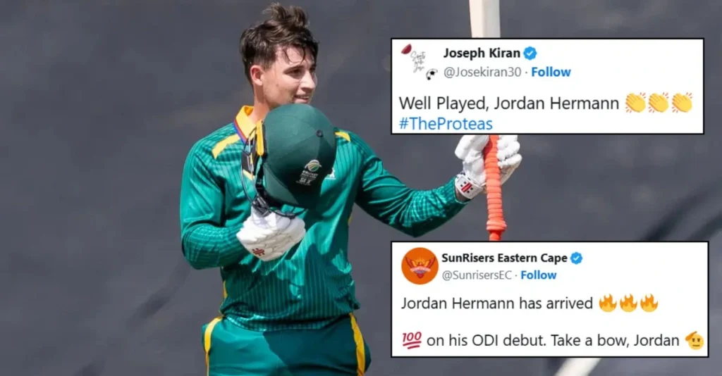 Fans react as South African debutant Jordan Hermann hits maiden century in the 1st ODI against Namibia